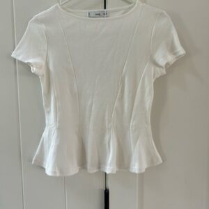 Mango Cream Short Sleeve peplum top
